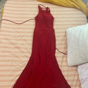 Abby Paris Red Prom Dress( lace up back)
